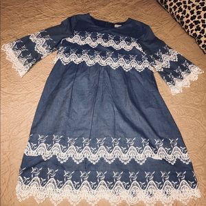 Chasing fireflies denim lace dress